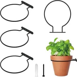 6인치 4팩 금속 화분 홀더 링 - 벽걸이 브래킷 야외 울타리 또는 실내용 튼튼한 식물 걸이