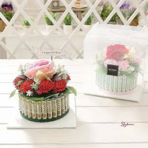 용돈 상자 케이크 생일 선물 기념 플라워 돈다발 박스 지폐 특별hij177