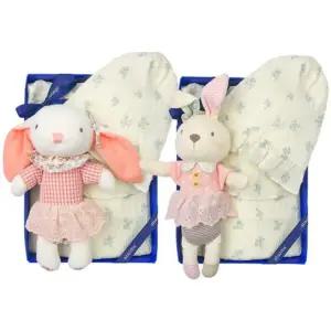 [갤러리아] (쌍둥이출산,백일옷)엘로무소바디슈트(모자)두벌+토끼딸랑이세트(A13-10630SET)