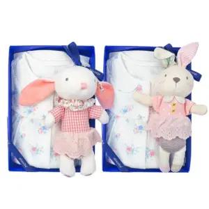 [갤러리아] (압소바출산,백일,돌,아기내의세트)오드리7부내의+토끼딸랑이세트(A1B-10386SET)