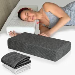 측면 수면자를 위한 PALTEX 24x12x4 베개 큐브 2개의 케이스(화이트 그레이) 메모리 폼 - 목 어깨 및 경추