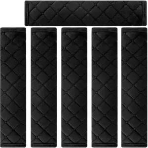 NEPAK 6팩 카시트 스트랩 패드 유니버설 벨트 커버 안전벨트 어깨 자동차/가방용 하네스 목과 보호(블랙)