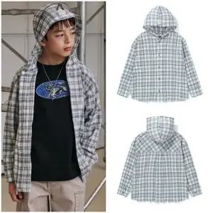 [갤러리아] [블루테일]AAA3BL01SB스카이블루 체크 후드 블라우스