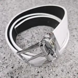 [JED] 조절 남성 허리 48인치 화이트 회전 양면 가능 정장 벨트 버클 가죽벨트 캐주얼