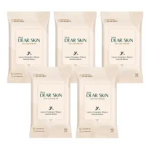 [롯데백화점]깨끗한나라 디어스킨 락토 페미닌 여성청결 티슈 10매x5팩