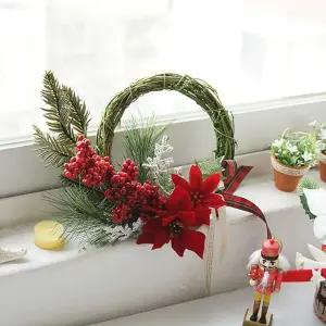 레드열매 포인세티아 조화 1P 크리스마스 장식