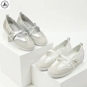 [애슬릿] 메리제인 스니커즈 소가죽 배색 발편한 운동화 4cm