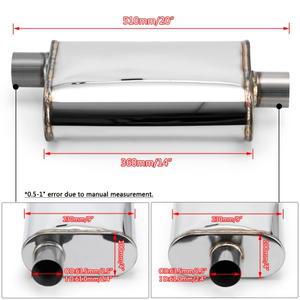 스테인리스 스틸 범용 배기 머플러 2개 세트 (클램프 포함) 2.5/3.0 공기 흡입구/배출구 이중 배출 타원형