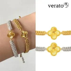베라토 24K 순금 다이아 크로버 골드 매듭 팔찌
