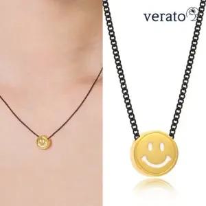 베라토 24K 순금 블랙 스마일 목걸이 1.6g