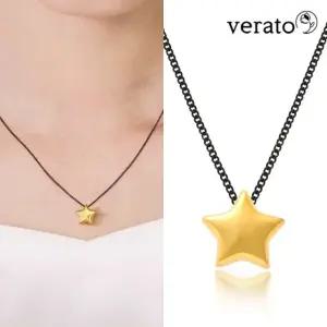 베라토 24K 순금 블랙 볼륨 스타별 목걸이 1.6g