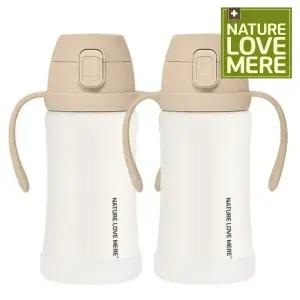 1개+1개 네이쳐러브메레 애니멀프렌즈 PPSU 원터치 스테인리스 빨대컵 300ml + 300ml