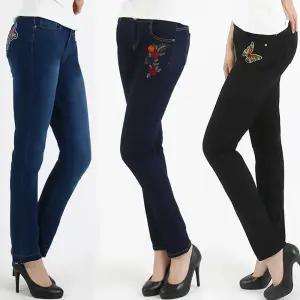 여성 자수진 스판청 워싱데님 자수 데님 팬츠 청바지 3종