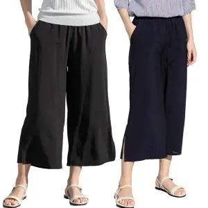 [우일]여성 여름 아이스 인견 쿨 8부 와이드 통바지 팬츠