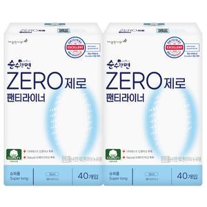 깨끗한나라 순수한면 제로 수퍼롱 팬티라이너 40개 x 2팩