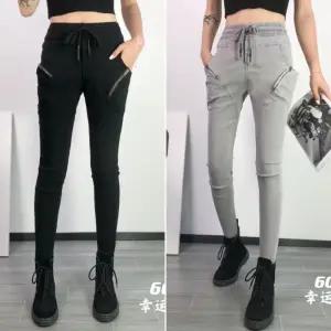 더블 2026 봄 여성 신상 간절기 스판 허리 밴딩 여자 배기 면 고무줄 편한 롱 팬츠 블랙 검정 회색 그레이 베기 9부 긴 바지