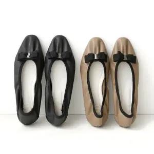 [비비오]천연소가죽 리본플랫슈즈 여성 발편한플랫