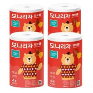 모나리자  점보롤 2겹 300m 4롤x4팩 (16롤) 대용량 화장지