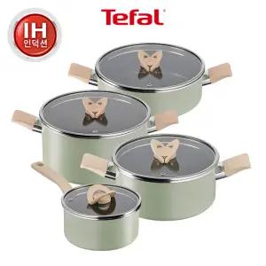 태팔 인덕션 블라썸 민트냄비 4종(편수18+양수20+양수24+전골24)