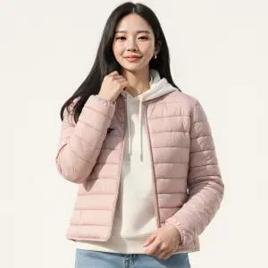 베이직 U넥 경량 퀄팅 웰론 패딩 자켓