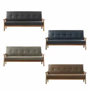 파로마 솔트 라인 3인용 원목 가죽소파 mif003