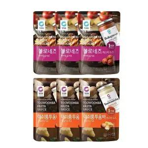 청정원 싱글파우치 머쉬룸투움바소스, 150g, 3개 + 볼로네즈소스, 140g, 3개