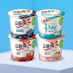 빙그레 요플레 홈 180g 12개 딸기/복숭아/블루베리/플레인