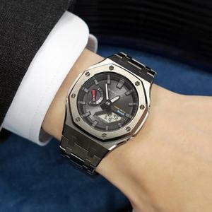 [지샥] 지얄오크 차콜 그레이 실버 풀메탈 커스텀 블루투스 터프솔라 전자손목시계