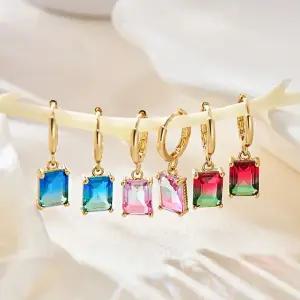 갤러리아 [비앤비골드] 18K 사각 워터멜론 스윙 원터치 귀걸이 한쌍 3종 모음