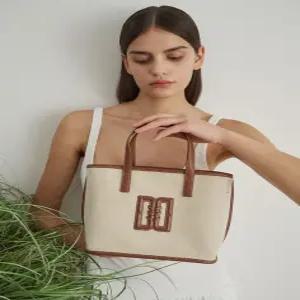 닥스 액세서리 여성 24FW [스테디셀러] 베이지 DD로고 캔버스 토트백 WCBA4F974I2