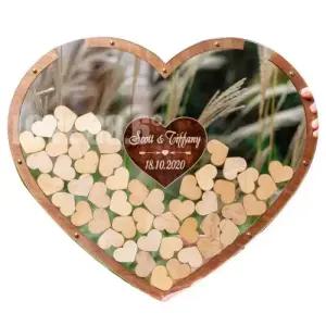 우드 방명록 결혼 웨딩 하트 코인 액자 서명 장식품