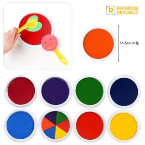 어린이 손도장 놀이 물감 패드 색상선택 스탬프 인주 미술 수업교재 교구