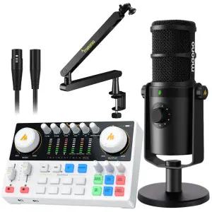 마오노 캐스터 AME2 Gen2 + PD400X 스트리밍 오디오 믹서 휴대용 블루투스 인터페이스 XLR USB 다이나믹 마이크 스탠드 화이트 패키지4