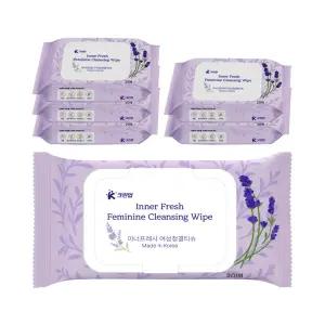K크린업 이너프레시 여성청결티슈 20매x6팩 도톰한 휴대용 캡형 페미닌 여성청결제