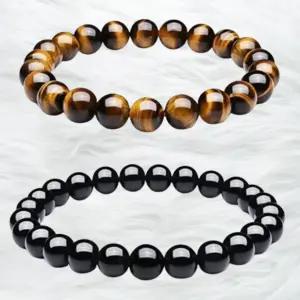 불교 행운팔찌 호안석 흑요석 1개씩 2개 1세트 8mm 10mm 소원 새해 평온 안정 오닉스