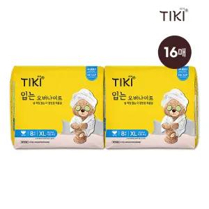 티키 생리대 입는오버나이트 입오버 특대형 8매X2팩 나이트용 순면감촉