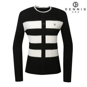 [데니스골프][DENNIS] 26SS신상 여성 울 블렌디드 단가라 니트가디건_HD4SLSP991