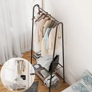 철제 앵글 스탠드 선반 행거 옷걸이 이동식 옷장 헹거 (KYR-WDF961B)