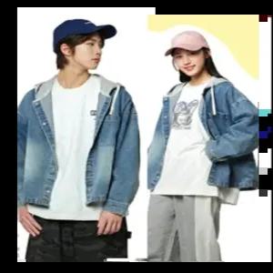 소이 주니어 봄가을옷 남자 여자 루즈핏 블루 데님 후드 점퍼 간절기 남방 26S1152
