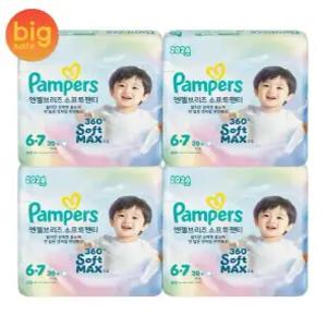 팸퍼스 기저귀 NEW 엔젤브리즈 소프트 6단계 1박스 (30매 4팩)