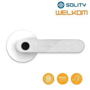 솔리티 웰콤 목문용 지문인식 ART L30 화이트 카드키2개 비밀번호 무타공 디지털도어락 방문손잡이 핸들 번호키 판넬문 나무문 비상전원 에티켓기능 음량조절(무음포함 4단계) 백세트조절가능