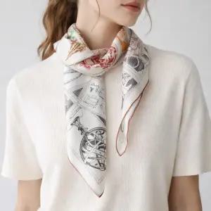 셀리아 여성 사각 스카프 클래식 패턴 봄 가을 사계절 머플러 S98