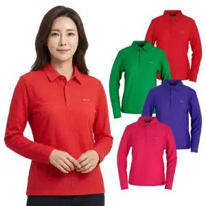 여성 여름 긴팔 카라 티셔츠 시어서커 스판 엠보 아웃도어 쿨 아이스 등산 티 상의 449