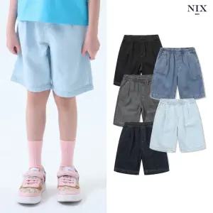 [NIXKIDS]유니) 린넨데님 BK톤/D톤 RAW GREY/M톤/ICE 워싱 풀밴딩 와이드 5부 쇼츠 (LKTMCDH754M)