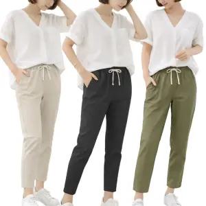 여자 마 밴딩팬츠 9부 여름 출근룩 데일리 기본 슬림핏 바지