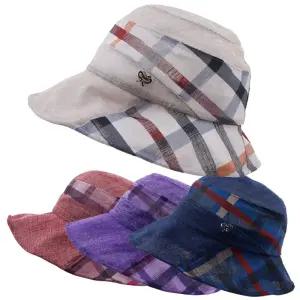 [나비드원]체크 포인트 와이어챙 벙거지 시원한 여름 엄마 중년 여성 할머니 모자OM-B103