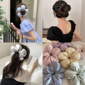 [에이치플러스몰]쿠션 플라워 헤어밴드 스크런치 머리끈 헤어링 곱창 머리끈