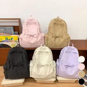 바스락 LEA827I6 리본 여자 나일론 가방 셔링 키치 백팩