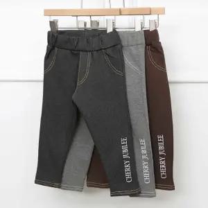 영문 레터링 포인트 스판 소재 어린이 스티치 팬츠