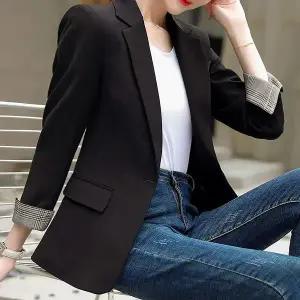 어나더블 시슬리 롤업 체크 자켓